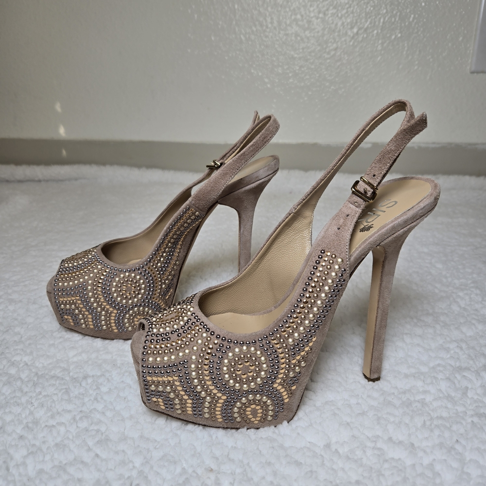 Sir For Her Mara Bini Chic Slingback Heels Stiletto Studded Made in Italy 37